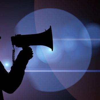 Woman Talk Silhouette Announcement Megaphone